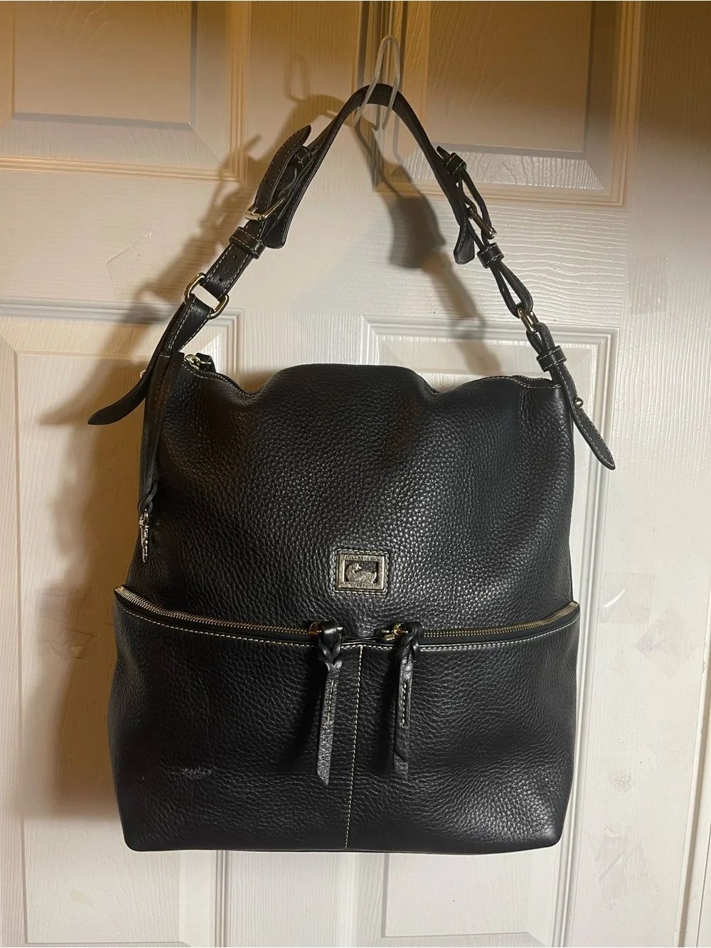 Dooney & Bourke Black Pebble Leather Hobo bag,gold tone hardwares